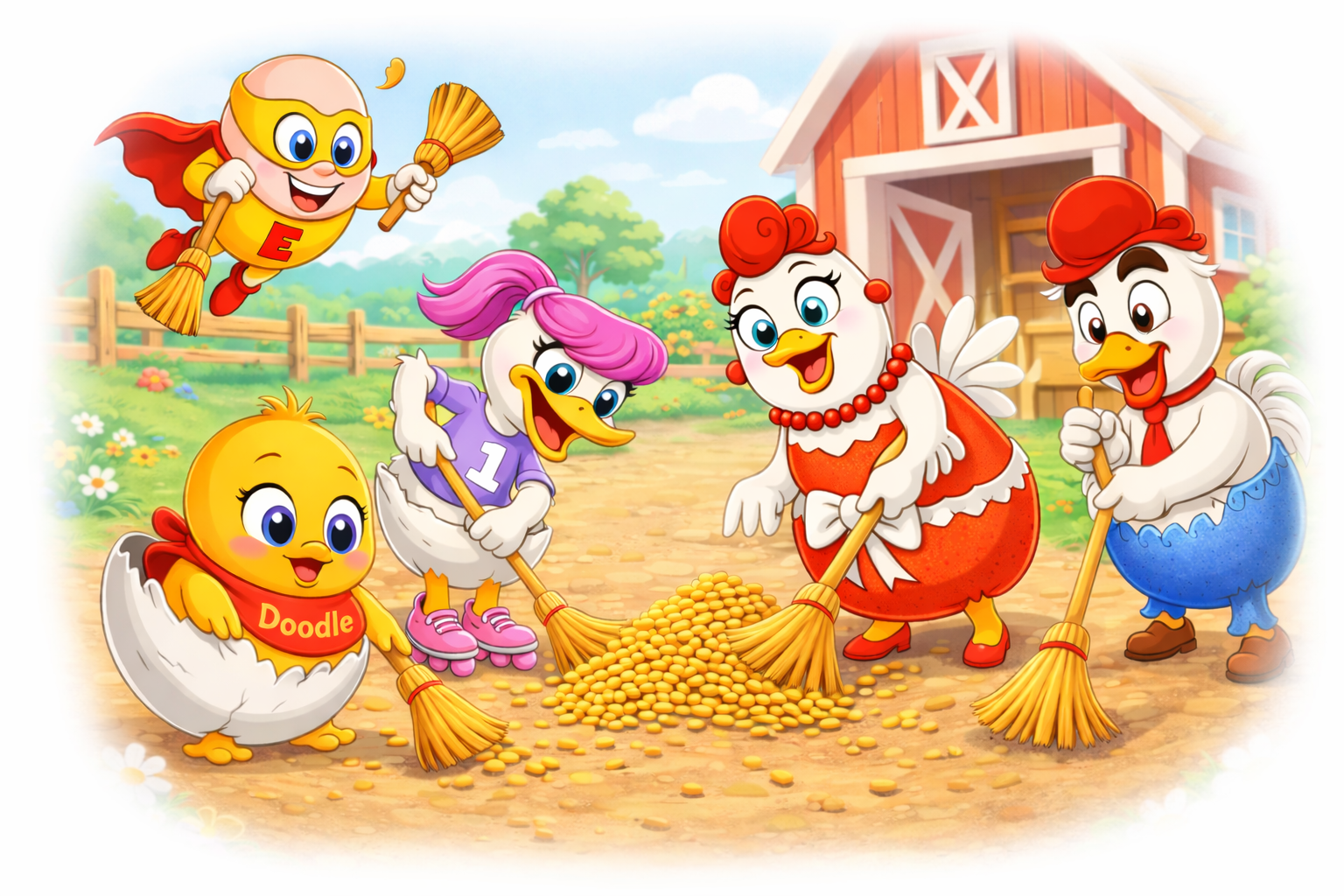 Chickens Sweeping the Farmyard